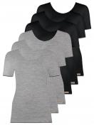comazo earth 6er Sparpack Damen Shirt 1/4 Arm , Gr.38, grau-melange-schwarz 1