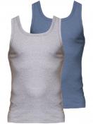 Kumpf Body Fashion 2er Sparpack Herren Unterhemd Workerwear 99375011 Gr. 9 in blau-melange kiesel-melange 1