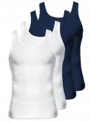 Kumpf Body Fashion 4er Sparpack Herren Unterhemd Bio Cotton 99601011 99605011 Gr. 6 in weiss navy 1