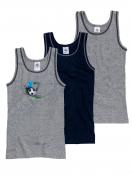 Haasis Bodywear 3er Pack Jungen Unterhemd Bio-Cotton 55302011 Gr. 152 in navy-stahlgrau-melange 1