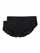 Skiny Damen Panty 2er Pack CottonLace Essentials 080603 Gr. 42 in black 1