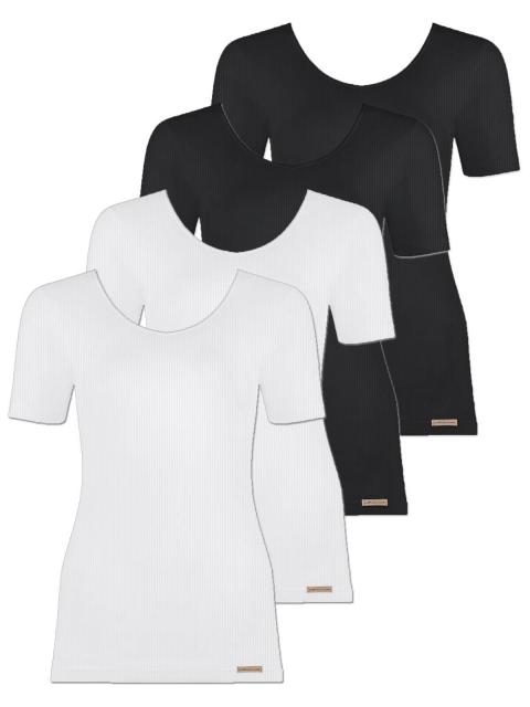 comazo earth 4er Sparpack Damen Shirt 1/4 Arm , Gr.42, schwarz-weiss schwarz-weiss | 42