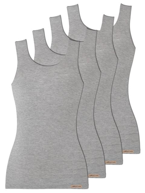 comazo earth 4er Sparpack Damen Unterhemd Achselträger , Gr.38, grau-melange grau-melange | 38