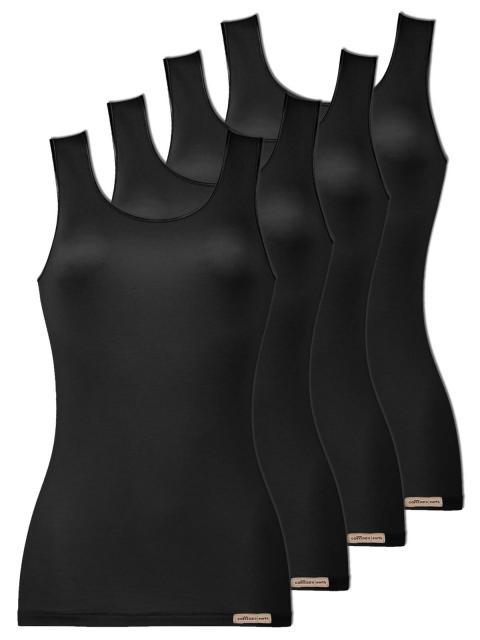 comazo earth 4er Sparpack Damen Unterhemd Achselträger , Gr.42, schwarz schwarz | 42
