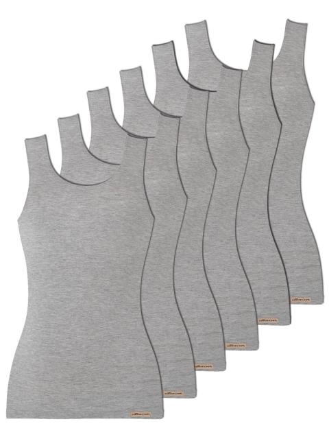 comazo earth 6er Sparpack Damen Unterhemd Achselträger , Gr.44, grau-melange grau-melange | 44