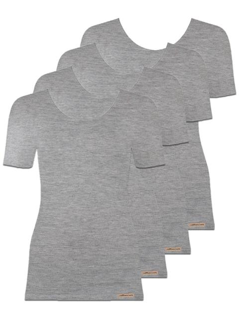 comazo earth 4er Sparpack Damen Shirt 1/4 Arm , Gr.42, grau-melange grau-melange | 42