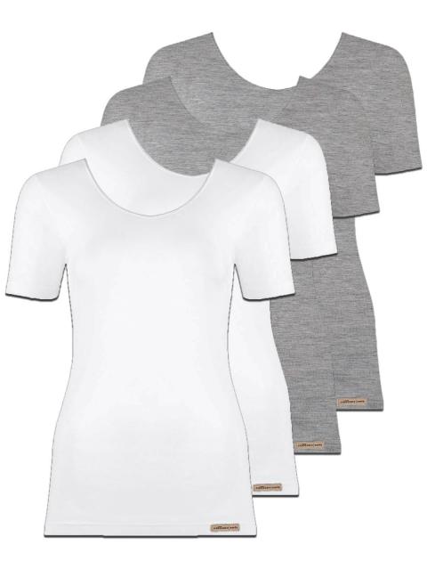 comazo earth 4er Sparpack Damen Shirt 1/4 Arm , Gr.38, grau-melange-weiss grau-melange-weiss | 38