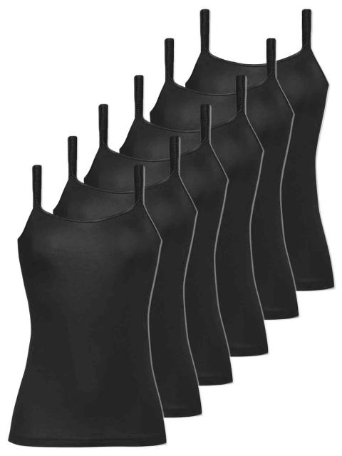 Comazo 6er Sparpack Damen Hemd breiter Träger, , 50, haut-schwarz