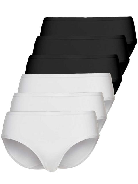 Sassa 6er Sparpack Slip Midi CASUAL COMFORT 47968 Gr. 36 in 3xschwarz 3xweiss schwarz | weiß | 36