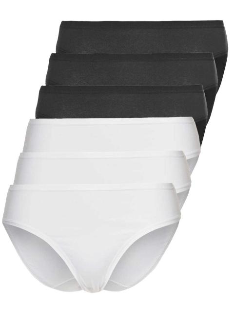 Sassa 6er Sparpack Slip Mini CASUAL COMFORT 47967 Gr. 46 in 3xWeiss 3xschwarz weiß | schwarz | 46