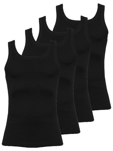 Kumpf Body Fashion 4er Sparpack Herren Unterhemd Feinripp 99145011 Gr. 6 in schwarz schwarz | schwarz | L/6