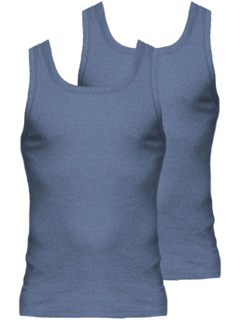 Kumpf Body Fashion 2er Sparpack Herren Unterhemd Workerwear 99375011 Gr. 9 in blau-melange kiesel-melange