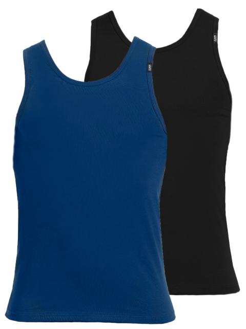 Kumpf Body Fashion 2er Sparpack Herren Unterhemd Bio Cotton 99996011 Gr. 5 in darkblue schwarz schwarz | darkblue | 5