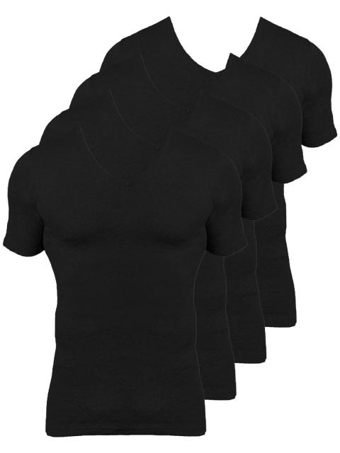 Kumpf Body Fashion 4er Sparpack Herren T-Shirt Bio Cotton 99602051 Gr. 7 in schwarz schwarz | schwarz | 7