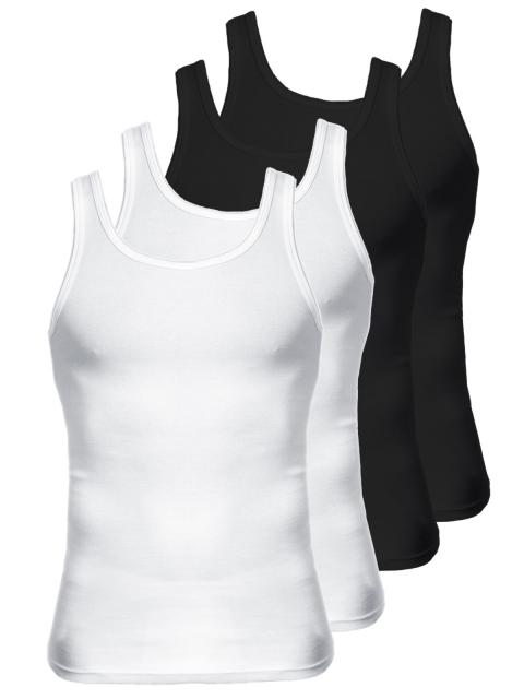 Kumpf Body Fashion 4er Sparpack Herren Unterhemd Bio Cotton 99601011 99602011 Gr. 4 in weiss schwarz schwarz | weiss | 4