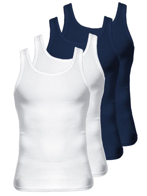 Kumpf Body Fashion 4er Sparpack Herren Unterhemd Bio Cotton 99601011 99605011 Gr. 6 in weiss navy navy | weiss | 6