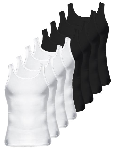 Kumpf Body Fashion 8er Sparpack Herren Unterhemd Bio Cotton 99601011 99602011 Gr. 5 in weiss schwarz schwarz | weiss | 5