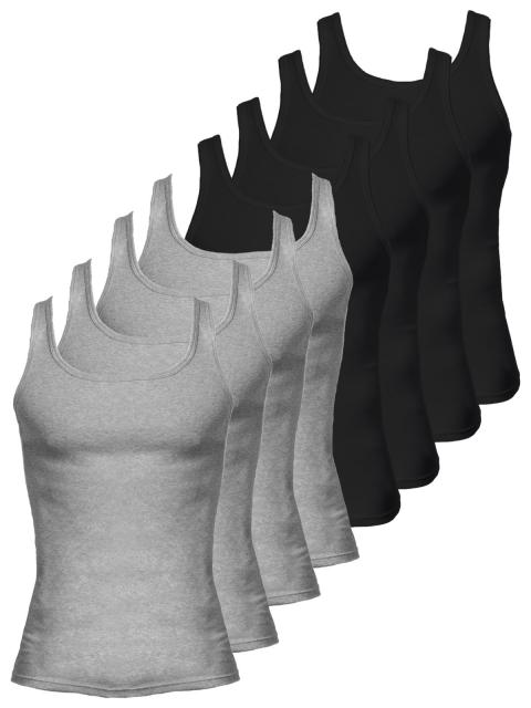 Kumpf Body Fashion 8er Sparpack Herren Unterhemd Bio Cotton 99602011 99603011 Gr. 6 in schwarz steingrau-melange steingrau-melange | schwarz | 6