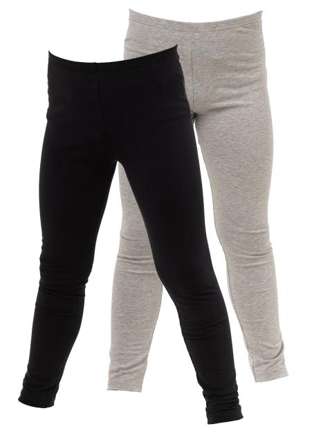 Haasis Bodywear 2er Pack Kinder Leggings Bio-Cotton 55270872 Gr. 128 in schwarz-grau-melange