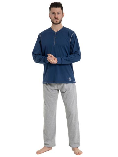 Haasis Bodywear Herren Pyjama Bio-Cotton 77103922 Gr. S in darkblue