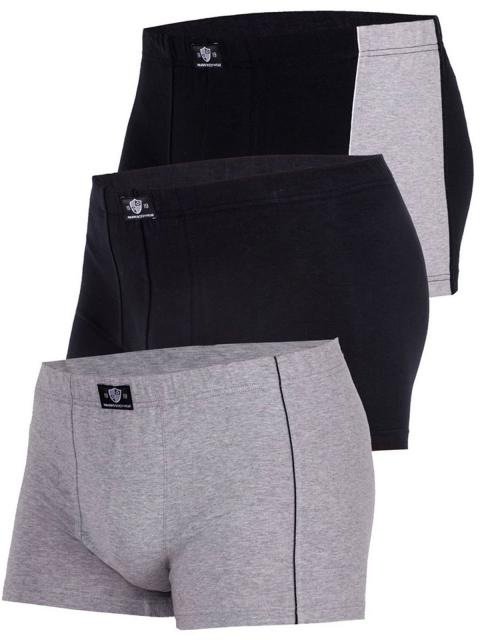 Haasis Bodywear 3er Pack Herren Pants Bio-Cotton 77381413 Gr. XL in schwarz-grau-melange