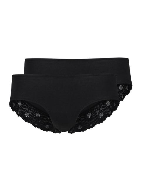 Skiny Damen Panty 2er Pack CottonLace Essentials 080603 Gr. 42 in black