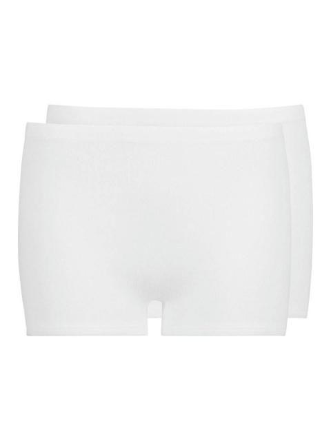 Huber Damen Maxi Slip kurzes Bein 2er Pack Cotton 2 Pack Fine Rib 016351 Gr. 52 in white