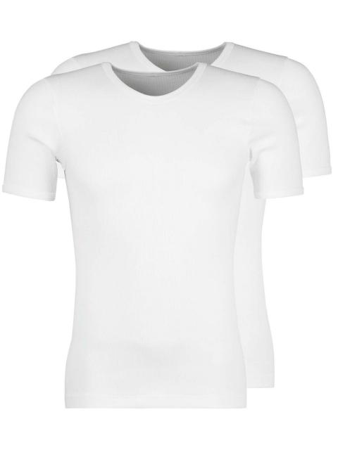 Huber Herren Shirt kurzarm 2er Pack Cotton 2 Pack Double Rib 112144 Gr. L in white