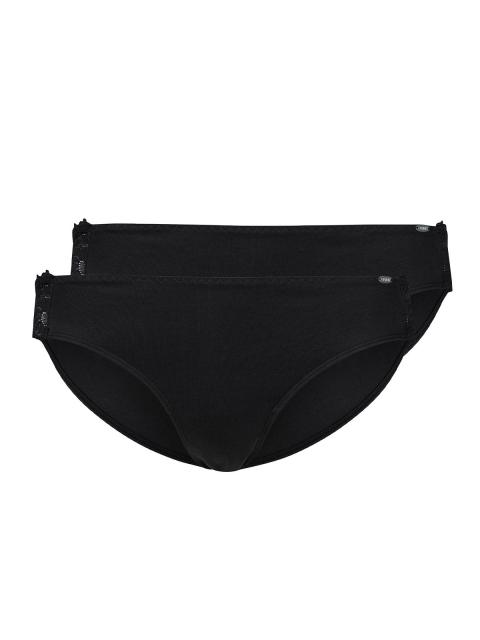 Skiny Damen Rio Slip 2er Pack CottonLace Essentials 080602 Gr. 42 in black black | 42