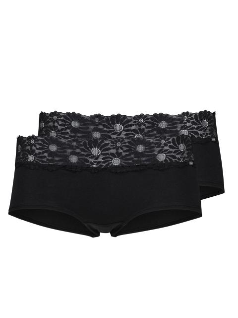 Skiny Damen Pant 2er Pack CottonLace Essentials 080604 Gr. 42 in black black | 42