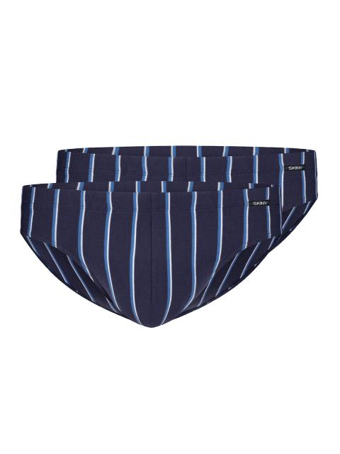 Skiny Herren Brasil Slip 2er Pack Cotton Advantage 086892 Gr. S in crownblue stripes crownblue stripes | S