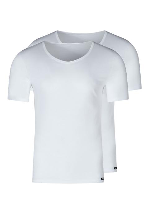 Skiny Herren V-Shirt kurzarm 2er Pack Shirt Multipack 086911 Gr. M in white white | M