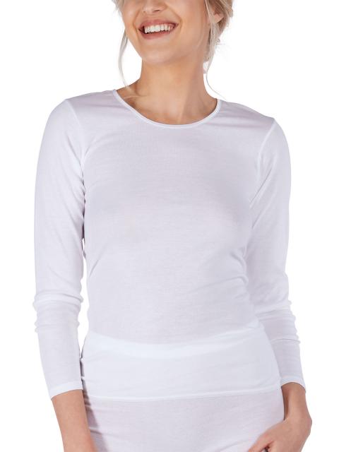 Huber Damen Shirt langarm Cotton Fine Rib 014984 Gr. 42 in white white | 42