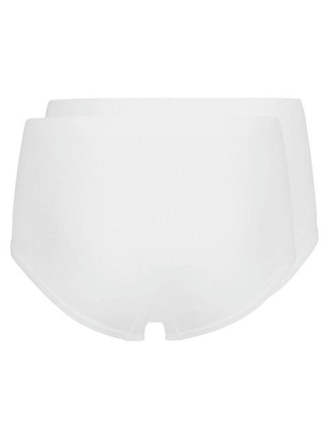 Huber Damen Midi Slip 2er Pack Cotton 2 Pack Fine Rib 016201 Gr. 52 in white white | 52