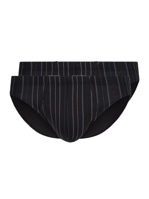 Huber Herren Brasil Slip 2er Pack hautnah Cotton 2 Pack 112532 Gr. L in black stripes black stripes | L
