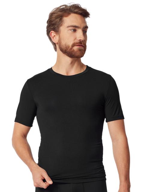 Huber Herren Shirt kurzarm hautnah Soft Modal 112589 Gr. 3XL in black black | 3XL
