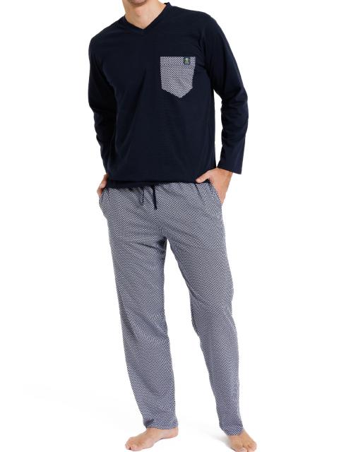 Haasis Bodywear Herren Pyjama Alloverprint 77106922 Gr. XXL in navy-weiss