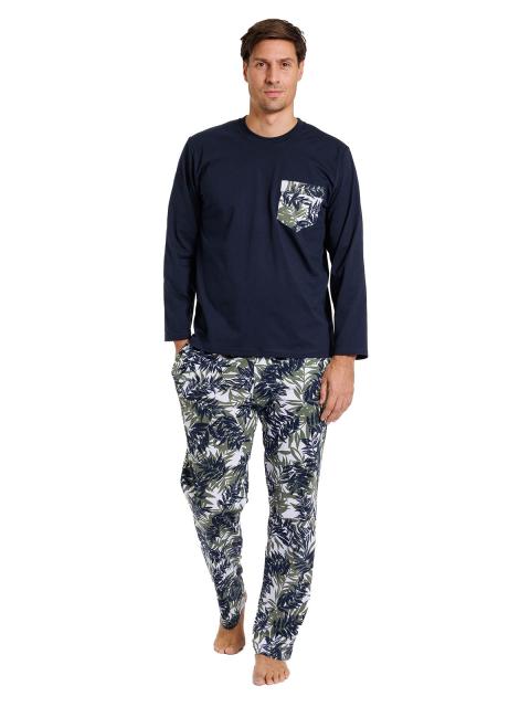 Kumpf Body Fashion Pyjama Rundhals ORGANIC 99976922 Gr. S/48 in navy-dschungel