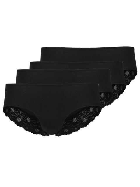 Skiny 4er Pack Damen Panty CottonLace Essentials 080603 Gr. 42 in black black | 42