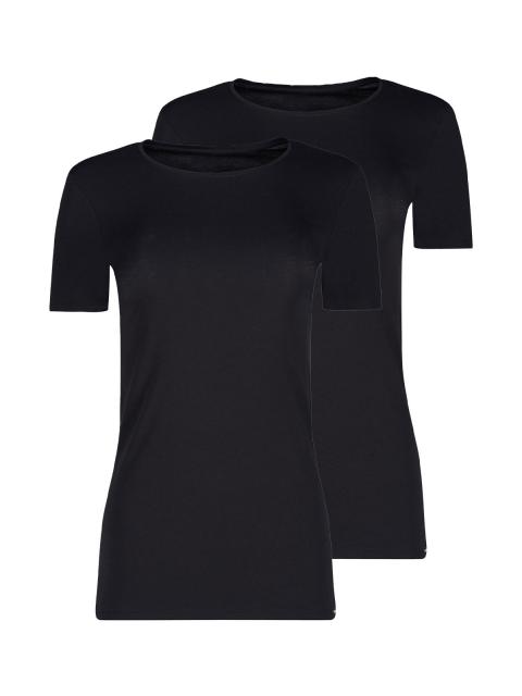 Skiny 2er Pack Damen Shirt kurzarm Cotton Essentials 080785 Gr. 40 in black black | 40
