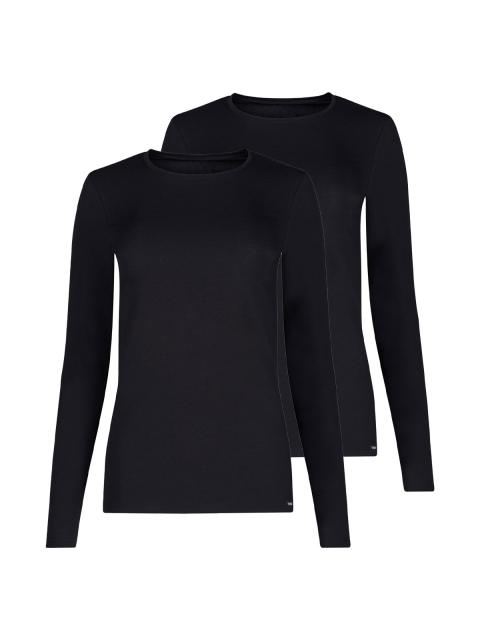 Skiny 2er Pack Damen Shirt langarm Cotton Essentials 080786 Gr. 40 in black black | 40